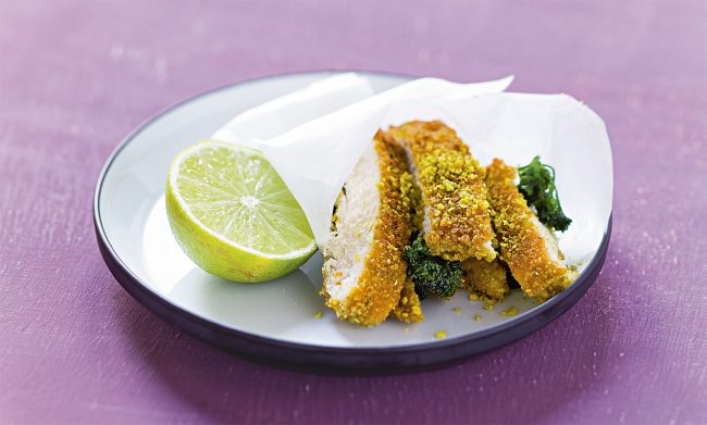 Escalopes de Pollo Empanados con Pistachos