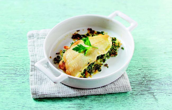 lenguado relleno de frutos secos